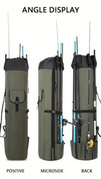Fishing Rod Bag Large Capacity Folding Durable Fishing Gear Carrier Bag Multifunctional Rod Holder Case with Two Lead Weights Fits Multiple Rods Tackle Organizer for Freshwater Saltwater Fishing