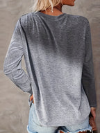 Heart Print Long Sleeve T-Shirt Women Casual Round Neck Pullover Top Loose Fit Fall Winter Shirt S M L XL XXL Mixed Colors US Ship