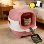 Covered Cat Litter Box – Spacious Fully Enclosed Design with Scoop, Spill Prevention & Odor Control, Easy to Clean & Store, Ideal for All Cats
