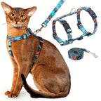Escape-Proof Cat Harness and Leash Set Adjustable Soft Lightweight Chest Harness for Cats Comfortable Safe for Walking Traveling Small Medium Large Cats Kittens