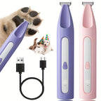 Pet Paw Hair Trimmer USB Rechargeable Cordless - Low-Noise Electric Shaver with LED Power Display for Dog & Cat Claws, Eyes, Ears & Face - Small Pet Grooming Trimmer (Pink)