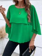 Women's Asymmetrical Hem Blouse Solid Color Woven Top Casual Spring Summer Shirt S-XL Multiple Colors Available