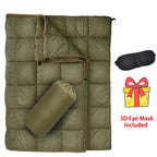 Outdoor Camping Puffy Blanket Foldable Lightweight Warm DWR Water Resistant with 3D Eye Mask 140x200cm for Camping Travel Car Beach Stadium Hammock Sofa Festival