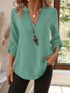 Women's Elegant Boat Neck Button Short Sleeve Blouse – Solid Color 100% Polyester Casual Spring Summer Shirt in 13 Colors
