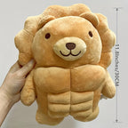 Big Muscle Stuffed Animal Plush Toy 12 Inch, Funny Cute Teddy Bear & Lion Soft Plushie Pillow Doll, Novelty Animal Figure Gift for Kids Adults, Best Christmas Halloween Birthday Present