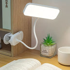 Adjustable LED Gooseneck Desk Lamp – Touch Control, Dimmable, Color Temperature Adjustment, USB & 18650 Rechargeable Battery Powered, Sunshade Indoor Task Light, White