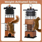 Squirrel Proof Bird Feeder 5LBS Large Capacity Outdoor Hanging Metal Construction Bilateral Weight-Activated Easy to Fill & Clean Weather Resistant for Garden Backyard