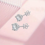 1 Carat Moissanite Solitaire Stud Earrings - 925 Sterling Silver Plated Round Brilliant Diamond Simulant Studs, Elegant Unisex Fashion Jewelry for Women & Men, Perfect Valentine's & Birthday Gift