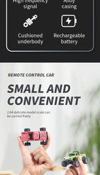 1:64 Alloy Mini Remote Control Off-Road Truck with Shock Absorbers Die-Cast RC Car Toy Gift for Boys Kids Birthday Christmas Halloween Dark Gray Teal Green Sky Blue Mixed