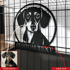 Custom Pet Portrait Metal Wall Art - Personalized Dog Memorial Black and White Silhouette Hand-Drawn Circular Iron Wall Decor, Pet Remembrance Gift, Minimalist Home Display, 6 Sizes 12"-24"