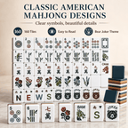 American Mahjong Set 160 Tiles with 4 Dice - Black Bear Theme Acrylic Tiles, 4-Layer Color Design, Easy-Read Tabletop Board Game for Family Gatherings & Parties | Fun Holiday Gift for Adults