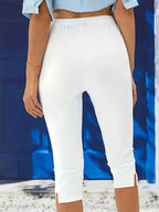 Women's Solid Color Elastic Waistband Stretch Casual Pants – Medium Stretch All-Season Comfortable Pull-On Trousers for Daily Wear
