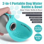 Upgraded Stainless Steel Pet Travel Water Bottle with Integrated Bowl – Leak-Proof 2-in-1 Water & Food Dispenser for Cats & Dogs, Food-Grade BPA-Free Portable Dog Water Bottle for Hiking Outdoor Travel