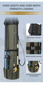 Fishing Rod Bag Large Capacity Folding Durable Fishing Gear Carrier Bag Multifunctional Rod Holder Case with Two Lead Weights Fits Multiple Rods Tackle Organizer for Freshwater Saltwater Fishing