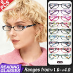 9 Pack Vintage Floral Square Frame Reading Glasses for Women, Lightweight Stylish Readers with Flower-Embellished Frames for Office & Everyday Use, Perfect Gift Set