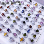 25-Piece Cubic Zirconia Stackable Ring Set – Shimmering Geometric CZ Rings in Silver & Gold, Multi-Color Variety Pack for Women, Engagement Wedding Evening Party Daily Wear Jewelry Gift