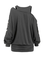 Lace Splicing Long Sleeve Top Women Casual Loose Knit Shirt Fall Winter Contrast Lace Panel Blouse Black Deep Red Olive Green Dark Gray S M L XL XXL