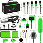 Car Cleaning Kit 17-35 Piece – Portable Vacuum Cleaner, Windshield Cleaning Tool, Drill Brush Set & Interior Brush Set for Full Car Detailing, Holiday Gift for Family & Friends