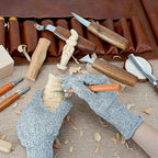 Wood Carving Knife Set PU Case 15-23 Piece Whittling Kit Chisel Hook Detail Geometric Knife Safety Gloves Leather Strop Basswood Block Art Craft Gift