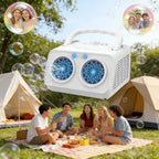 Automatic Bubble Machine Upgraded Thickened 2-Fan Design 20000 Plus Bubbles Per Minute Plugin or Battery Powered Portable Indoor Outdoor Bubble Blower for Birthday Party Wedding Kids White Black
