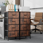 Drawer Cabinet with Metal Frame & Hardwood Top – Home Office Storage Organizer, 2 to 10 Drawers, Assembly Required – White, Grey, Black, Rustic Brown – Bedroom, Living Room & Office Filing Cabinet