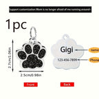 Custom Laser Engraved Dog Tag - Personalized Pet ID Plate with Cat Paw Design, Durable Fade-Resistant ID Tag for Dogs & Cats, 7 Color Options (Silver, Black, Purple, Pink, Red, Blue, Lake Blue)
