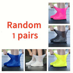Reusable Latex Rain Boot Shoe Covers Waterproof Overshoes for Men Women & Kids – 5 Pairs Mixed Colors, One Size Fits All (EU 34-45), Durable Non-Slip Rain Protection for Outdoor Use