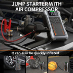 Portable Car Jump Starter 12V Battery Booster Pack with Optional Air Compressor - Emergency Battery Jump Start for Gasoline & Diesel Engines, Compatible with Sedans, SUVs, Trucks & Lawn Mowers