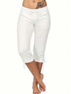 Women's Lightweight Cropped Trousers 4-Pack – Drawstring Waist Loose Fit Capri Pants, Casual Breathable Summer Bottoms for Women, Sizes S-XXL, Multiple Color Sets