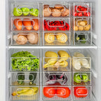Refrigerator Organizer Bins 6-Pack Clear Stackable Food Storage Bins for Fridge, Freezer, Kitchen Cabinet & Pantry Organization, 10" Transparent Upgraded Thick Plastic Bins for Bathroom & Bedroom