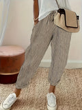 Women's Wide Leg Striped Pants Casual Loose Fit Side Stripe Lightweight Polyester Trousers for Women - Comfortable All-Season Fashion Pants S M L XL XXL Multiple Colors