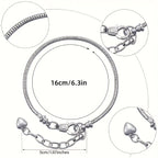 40pcs DIY Snake Chain Bracelet Making Kit – Adjustable Bead Pendant Bracelets with Heart Extension Chain, Bulk Jewelry Supplies for Crafting, Gifts, and Handmade Jewelry Projects