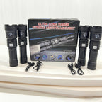 Rechargeable LED Flashlight 4-Pack - Super Bright Zoomable Spotlight, USB Charging, Long Range Tactical Work Light for Camping, Hiking, Emergency & Outdoor Survival, High-Power LED Torch Set