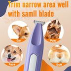 Pet Paw Hair Trimmer USB Rechargeable Cordless - Low-Noise Electric Shaver with LED Power Display for Dog & Cat Claws, Eyes, Ears & Face - Small Pet Grooming Trimmer (Pink)
