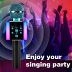 5-in-1 Wireless Karaoke Microphone with Built-In Speaker, LED Lights & Voice Changer – Portable Bluetooth Singing Mic for Parties, Family Gatherings, Travel & Outdoor Fun, 10 Colors