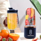 Portable Personal Blender Juicer 1500mAh USB Rechargeable – Food Grade ABS Double Cup Fruit & Vegetable Smoothie Maker, Multifunctional Mini Juicer for Home, Travel & Gym, Gift Box Included