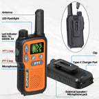 BAOFENG Walkie Talkies for Adults Long Range – 22 FRS Channels, VOX Hands-Free, USB-C Rechargeable Li-ion Battery, LCD Display, Built-in Flashlight, 2-3 Mile Range for Hiking, Camping & Family Outdoor Use