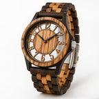 Natural Wood Watch for Men – Hollow Arabic Dial Quartz Wooden Timepiece, Handcrafted Unique Grain Wristwatch, Perfect Gift for Men, Boys, Fathers & Sons on Birthday or Father's Day