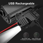USB-C Rechargeable Laser Sight for Picatinny Rail – Green & Red Laser Dot Sight with Tactical Flashlight Combo, Vibration-Resistant, Quick Adjust, for Handguns Rifles Hunting Competition