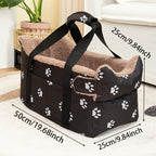 Puppy Portable Pet Booster Car Seat & Center Console Seat - Elevated Dog Car Seat for Small Dogs & Cats, Secure Buckle Pet Booster with Safety Leash, Black & Brown, Perfect for Small Pets
