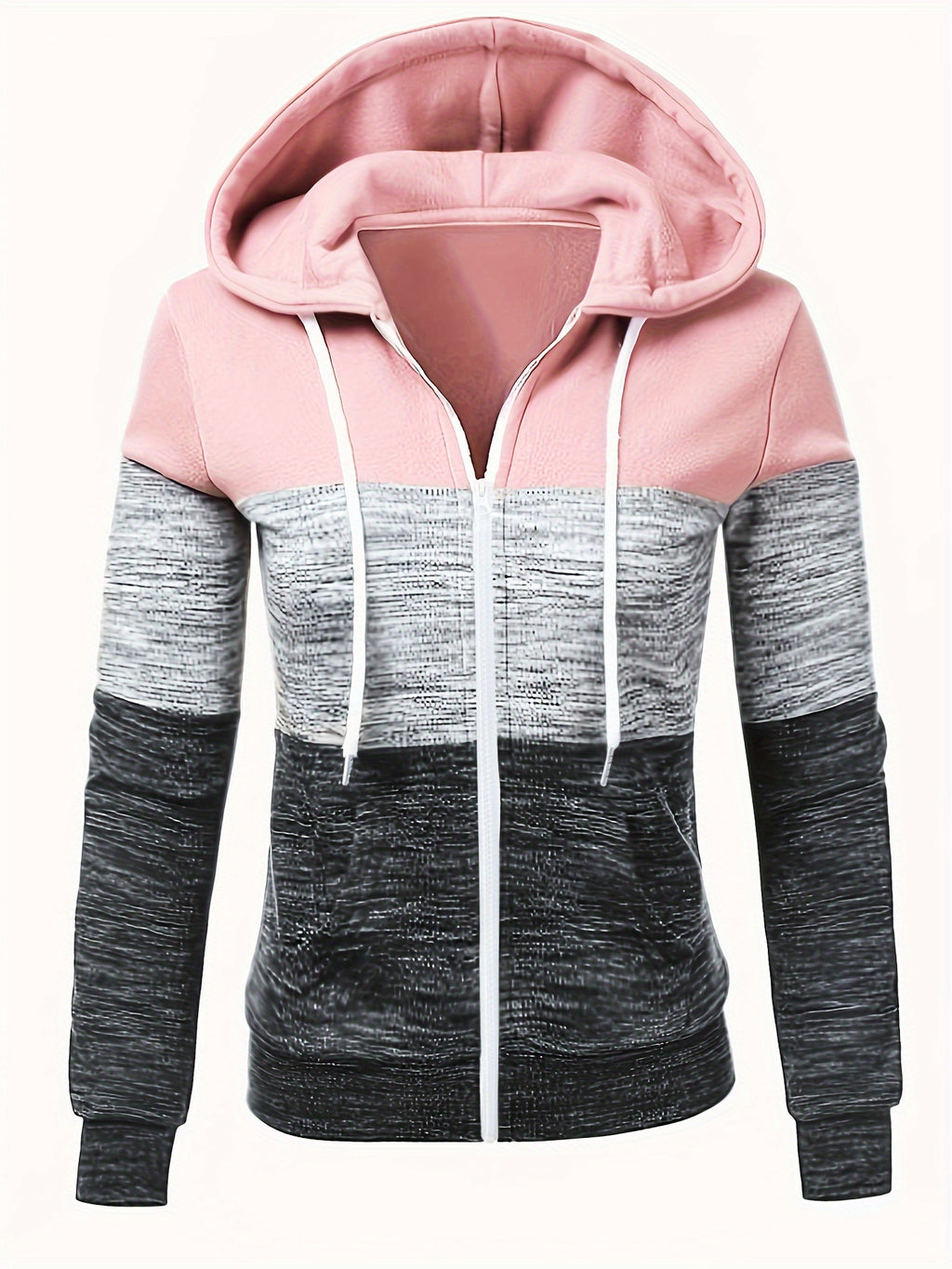 Women's Zip Up Hoodie Patchwork Print Casual Loose Sweatshirt Jacket Peacock Blue Black Dark Pink Mixed S M L XL XXL