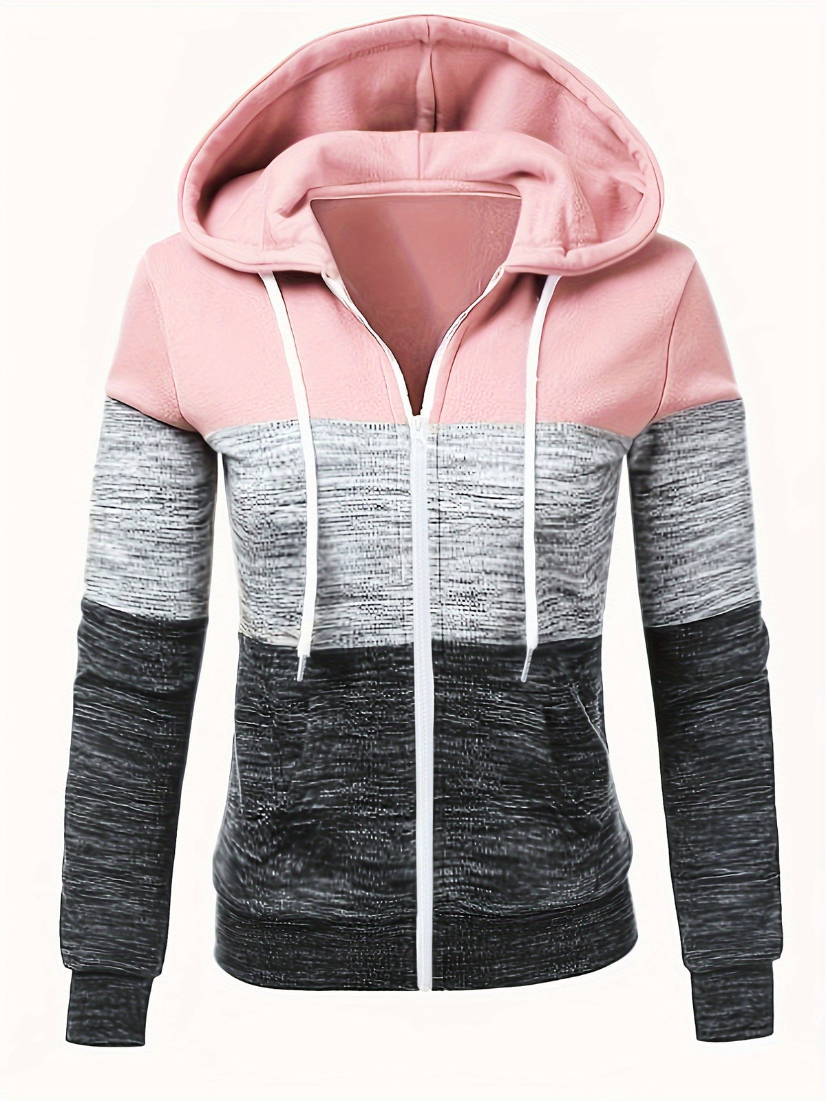 Women's Zip Up Hoodie Patchwork Print Casual Loose Sweatshirt Jacket Peacock Blue Black Dark Pink Mixed S M L XL XXL