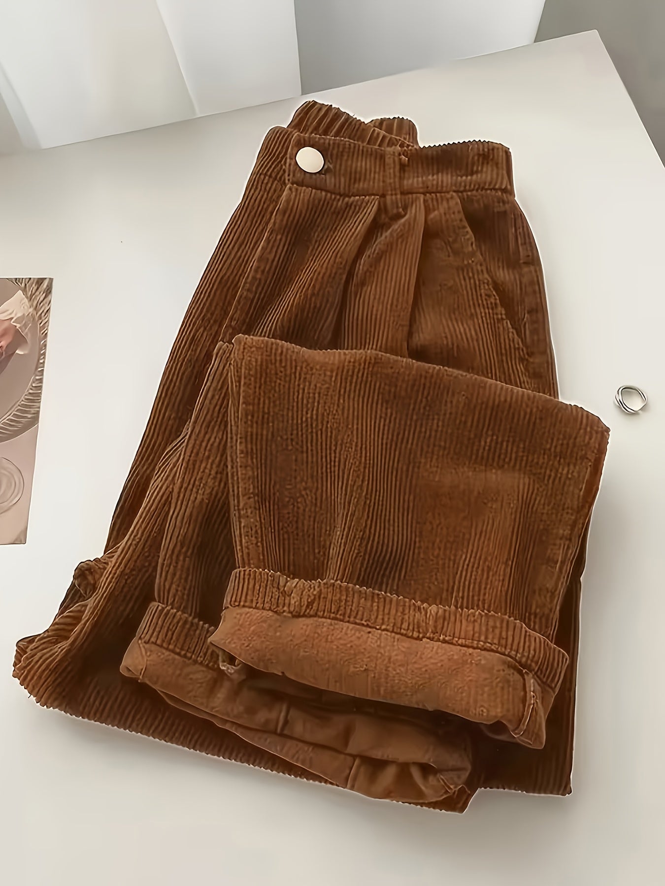 Women's Drapey Straight Casual Trousers - Lazy Style Wide Leg Pants for Women in Black Brown Burgundy Olive Navy Apricot Sizes S-XXL
