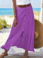 Women's A-Line Midi Maxi Skirt Side Slit Mid-Waist Long Flowy Semi-Sheer Polyester Skirt 8 Colors S-XXL Spring Summer Casual Daily Wear