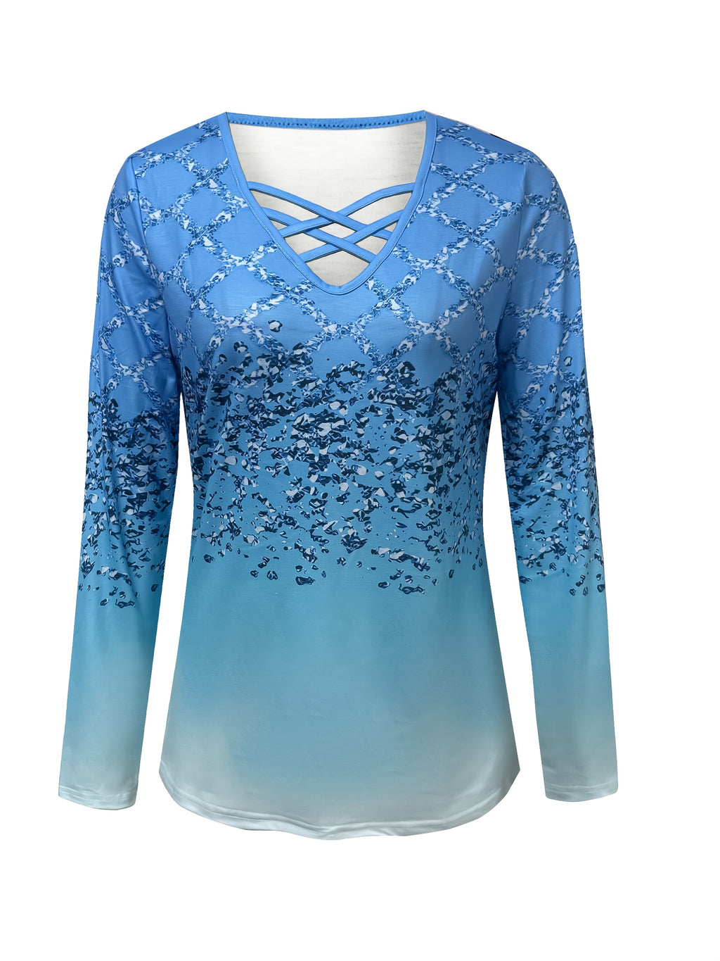 Women's V-Neck Long Sleeve Blouse Stretchy Casual Office Top Machine Washable All Season Layering Shirt Sky Blue Green Peach S-XXL