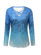 Women's V-Neck Long Sleeve Blouse Stretchy Casual Office Top Machine Washable All Season Layering Shirt Sky Blue Green Peach S-XXL