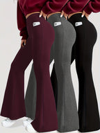 Women's High Waisted Yoga Leggings 3 Pack – Buttery Soft Tummy Control Bootcut Flare Pants with Pockets, S-XXL, Gym Pilates Workout Everyday Wear