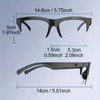 AI Translation Smart Glasses with Wireless Headphones Real-Time Multi-Language Translator Built-in Microphone Music Audio Glasses Rechargeable Sports Wearable Tech for Travel Business