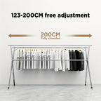 Clothes Drying Rack Stainless Steel 63" & 78.7" Retractable Foldable Heavy Duty Laundry Drying Rack, Collapsible Indoor Outdoor Clothesline with Adjustable Length for Balcony Bedroom Laundry Room