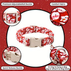 Christmas Dog Collar Festive Adjustable - Santa Claus Reindeer Snowman Design, Soft Quick Release Safety Buckle Holiday Collar for Small Medium Large Dogs, Xmas Pet Gift
